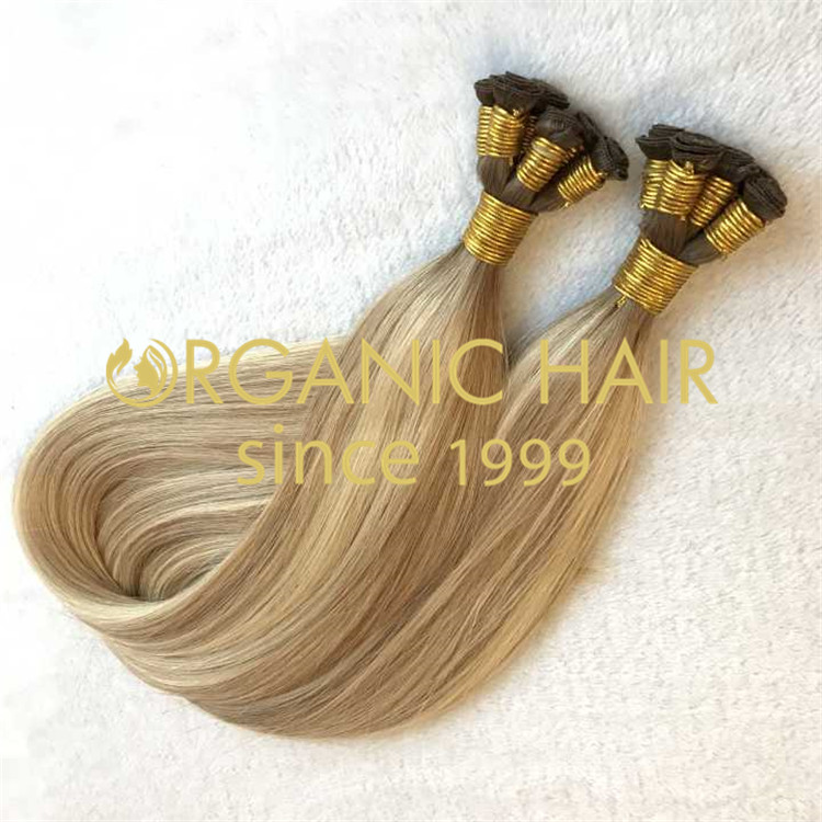 Ombre color Hand tied weft,small and thin knot H91